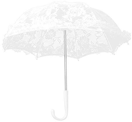 Fdit Lace Clear Bubble Parasol Vintage Wedding Bridal Umbrella Dome for Party Decoration Props Accessory (51241 Bleaching)