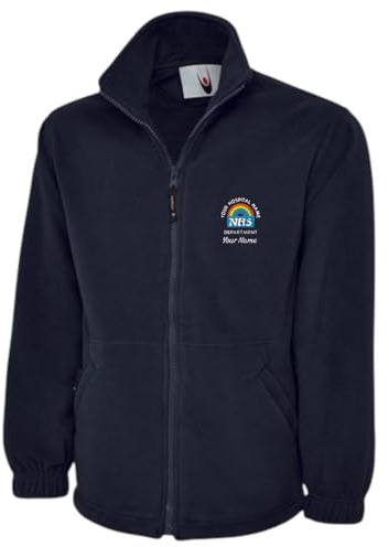 Embroidered Rainbow Logo Fleece Jacket. `Complies with NHS identity guidelines (Dark Navy, L)
