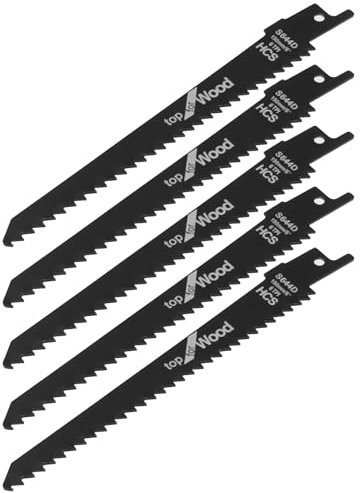 5pcs HCS 6TPI Lames de Scie Alternative Lames de Scie Compatible avec Parkside Appareil Combiné 4 en 1 pour Couper le Bois de Construction Planches de Bois et Plastique