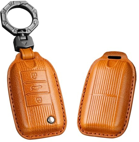 ontto Funda plegable para llave de coche de piel, funda para llave Roewe RX5 MG3 MG5 MG6 MG7 MG ZS GT GS 350 360 750 W5 funda protectora 3 botones llavero accesorios marrón