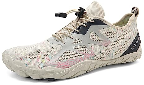 IceUnicorn Chaussures pieds nus pour homme et femme - Chaussures de trail - Chaussures de fitness - En tricot - Minimalistes - Large boîte à orteils (42NewBeige, 39EU)