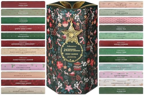 Folkulture Premium Christmas Incense Sticks, Advent Calendar 2026-Set of 24 | Luxury, No charcoal, Non Toxic, Thank You Return Gift Hamper for Pooja, Christmas Tree Scent, Christmas Gift For Women