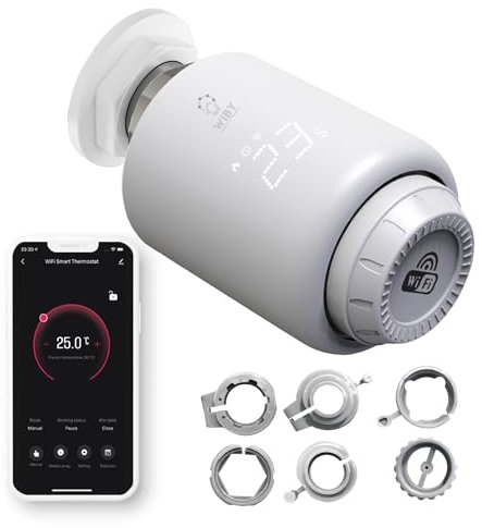 WIBY Intelligenter Thermostatkopf für Heizkörper, WLAN-Thermostate für Heizkörper, intelligentes Thermostat Heizung mit App, kompatibel mit Amazon Alexa/Home Assistant