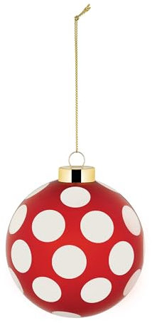 Alessi Delight NZ04 3 - Palla per Albero di Natale, in Vetro Soffiato, Diametro 9 cm, Rosso, Bianco, Oro