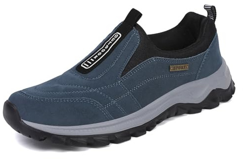 Sudychen Scarpe Senza Lacci Ortopediche Uomo Scarpe da Trekking Ginnastica in Suede Slip On Comode Scarpe da Escursionismo Outdoor