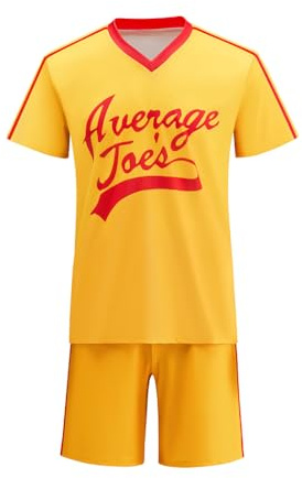 Men's Dodgeball Average Joe's Cosplay Costume Yellow Sports Jersey Shorts 2 Pieces Sweatsuits Tracksuit