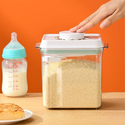 MZSX 2,4 L One Touch Baby mjölkpulver låda, skydd med datumskala, med skopa, bärbar formel pulverdispenser, förseglade matförvaringsbehållare med lock, för mjölkpulver, kaffe, flingor, mjöl