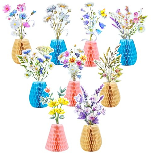 Fiori di Carta per Decorazioni Palline a Nido D'ape,9 Pezzi Addobbi Battesimo Compleanno,Decorazioni Tavolo Compleanno Festa Giardino,,Allestimento Battesimo Bimba,Birthday Decorations