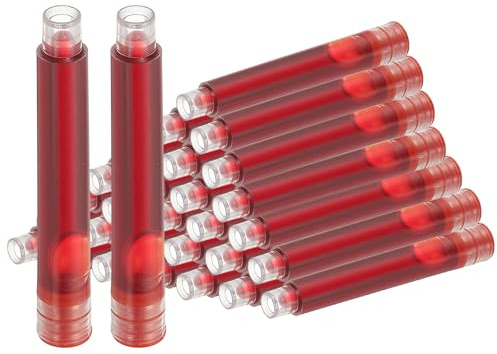 PATIKIL 30 Piezas De Cartuchos De Tinta Diámetro Interior De 3.4mm Rojo | Para Pluma Estilográfica, Recambios Estándar Internacional Para Escritura Negocios