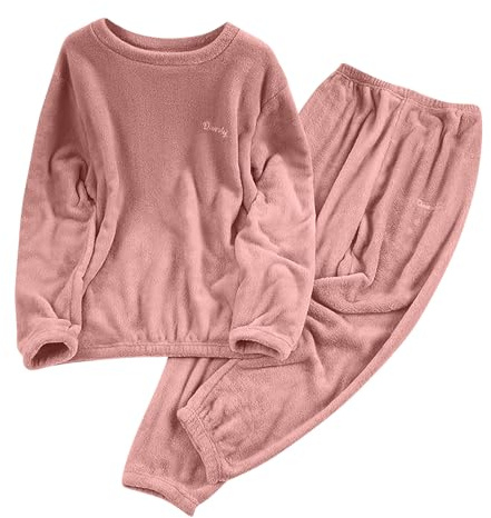 Ensembles De Pyjama Femme Polaire Hiver Haut De Pyjamas Manches Longues Col Rond Décontracté Bas De Pyjama Pilou Flanelle Doux Et Confortable Ensembles De Vêtements D'Intérieur Pour La Maison