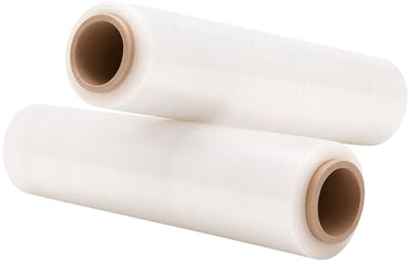 Inoverse 2 rullar stretchfolie transparent 50 cm x 350 m – 2,5 kg handstretchfolie, möbler och flytt, slitstark förpackningsfolie på rulle, stabil pallfolie, sträckfolierulle, omlottfolie
