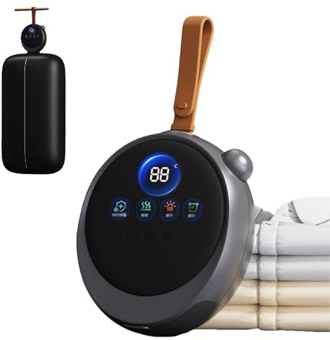 Bärbar hängande torktumlare, mini-resetorktumlare, 65℃ och 75℃ temperaturjusterbar, 3-9 timmars timer, dubbla torklägen, aromdiffusorfunktion, lågt brus, för hemmet, lägenheten(Black)
