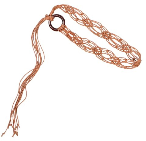 OSALADI Cintura da Donna Intrecciata in Cotone e Lino con Nappine, Corda di Rifinitura Ritorta per Abiti, Cintura Sottile da Annodare Versatile per Feste e Appuntamenti