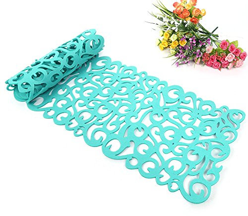 Runner da tavola in feltro, motivo traforato a fiori, tovaglia, tovaglietta, sottobicchiere, accessorio decorativo per sala da pranzo, lavabile, 100x30 cm, verde