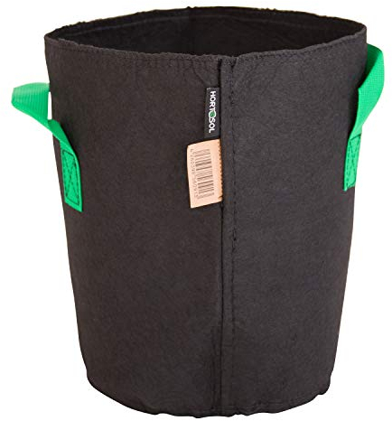 HORTOSOL Pot géotextile Noir/Vert - 10L - Ø22x27 cm