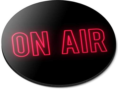 Destination Vinyl ltd On Air Neon Sign Radio TV Studio - Flexible Round 5mm Rubber Mouse Mat Pad Office Home Novelty Printed Desk Accessory - 45929