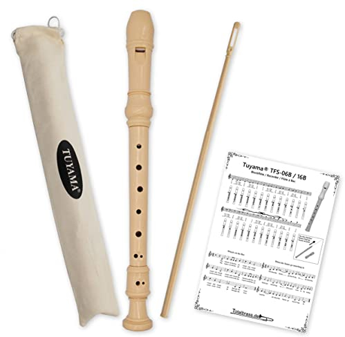 Tuyama® TFS-06B Flûte à bec soprano - Doigté baroque - incl. tableau de doigté et exemples de partitions