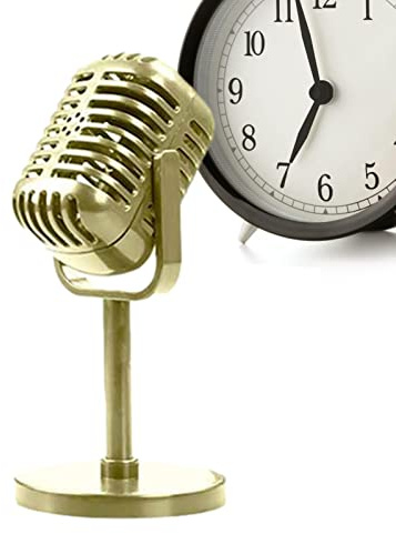 Modèle de microphone,Modèle d'accessoires de microphone de bureau vintage avec support - Décoration d'accessoires de microphone de style rétro classique pour décoration de fête costume, jeu de rôle et