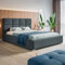 MOTIVENA Luna Bett 180x200, Polsterbett 180x200, mit Bettkasten, mit Stauraum, mit Lattenrost, mit Kopfteil, ohne Matratze, Samt, Grau (Anthrazit)