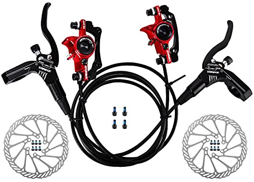 KOCAN Étriers de frein de vélo avant et arrière, freins à disque hydrauliques avant et arrière Étriers de frein pour montage gauche/droite Kit de levier de frein avec disque de 160 mm