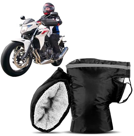 agctrler Motorrad Lenker Handshuhe, Winter Thermo Winddicht Lenkerstulpen Universal, Lenkerhandschuhe Fahrrad Warme Muffs Handschuh für Motorrad-Roller, Schwarz