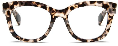 MMOWW Gafas de Lectura Redondas - Gafas de Lectura con Montura Redonda Anti Luz Azul Bisagras de Muelle Ordenador para Mujeres y Hombres (Tortuga gris, +1.5)