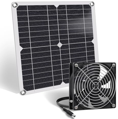 ZINIKIF Solfläkt, 12 W väderbeständig solpanel med DC-fläkt för små hönshus, växthus, skjul, husdjurshus, till- eller frånluft