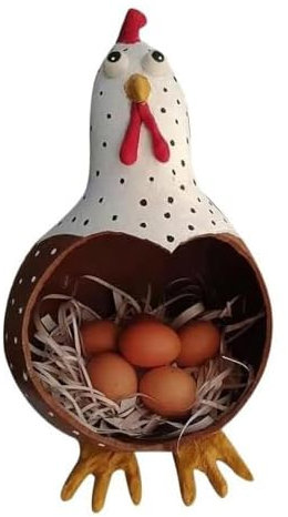 Egg Collecting Basket, Fun Chicken Design Egg Organization Rack, Kitchen Decor Holder for Farm, Home, Dorm, Workroom, School, 20cm