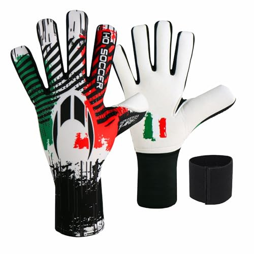HO Soccer Squadra Turf Negative Italy Guantes de Portero, Unisex Niño, Verde/Blanco/Rojo, 5