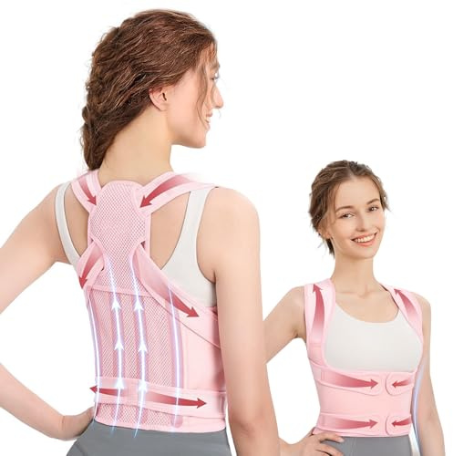 Zikenis Corrector Postura Espalda Para Mujer: Hombres Espalda Recta Corrección Postural, cinturón de soporte lumbar ajustable, camilla para aliviar el dolor de espalda y cifosis (Rosa, Medium)
