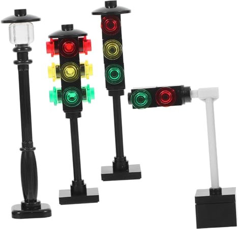 Abaodam 4pcs Diy Building Blocks Traffic Light Toys Preschoolers Learning for Traffic Sign Education