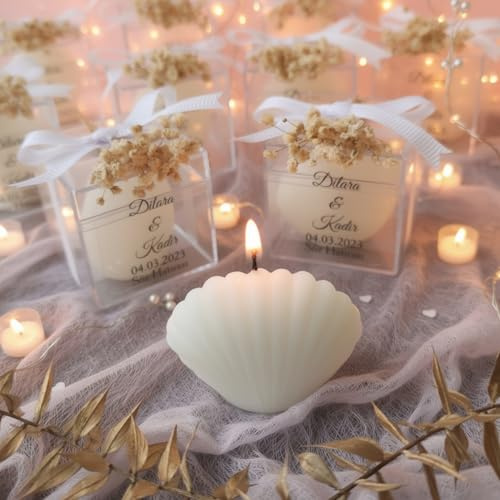 bomboniere matrimonio, conchiglia 100 pezzi candele profumate bomboniere battesimo, anni ragazzo, comunione, cresima, anniversario di, compleanno bigliettini
