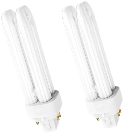 Yuio 2 Pack 13W G24q-1 4 Pin Light Bulbs for Kitchen, 4000K 850LM Natural White CFL Compact Fluorescent Lamp Bathroom, 2U Double Tube Energy Saving Replacement, Non-Dimmable PLC 4-Pin Base