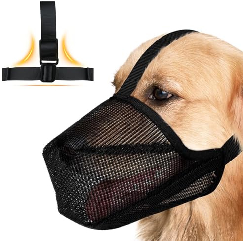 Arvoni Museliere pour Chiens Grande Taille, Ajustable Muselière Chien Respirante et Confortable, Soft Musoliaire Chien Anti Aboiement pour Petits, Moyens et Grands Chiens (Noir, L)