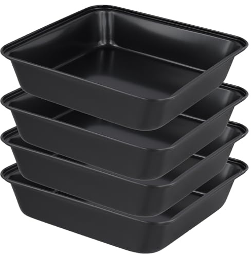 HEIYUET 4 Moldes Cuadrados para Hornear 22x22x5cm, Juego de Moldes de Acero al Carbono Antiadherente para Brownies, Lasaña, Pasteles y Cazuelas