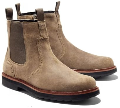 LMUIPMAA Botas De Chelsea para Hombre Botas De Cuero Botines De Trabajo Plano con Lado Cremallera