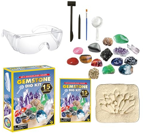 Dayysiuy Kit Di Scavo Per Gemme - Educativo E Interattivo - Set Di Scavo Per La Scoperta Di Cristalli E Gemme - Per Scuola Casa Festa Giardino Ragazzi E Ragazze 8-12 Anni