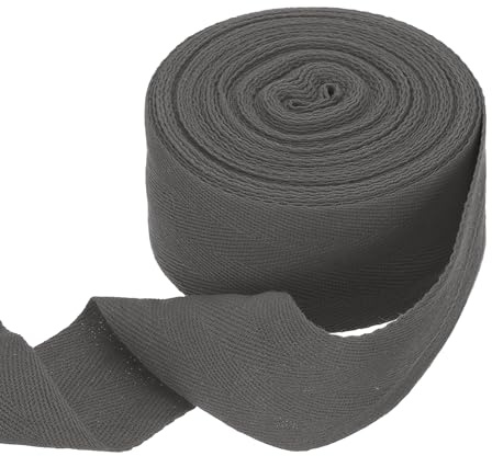 QUARKZMAN Nastro in Cotone A Spina di Pesce 50mm x 10 Metri Nastro A Tessitura Obliqua Rotolo Nastro per Orlo per Fai da Te Cucito Incarto Regalo Grigio Scuro