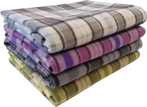 rejuvopedic Tartan Fleece Blanket Sofa Throw Throwover Settees / 200x240cms / Lime Green