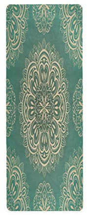 Mnsruu Indian Mandala Flower Floral Vintage Stylish Travel Yoga Mat with Bag 26x 71(66x180cm) Non Slip Rubber Folding Mat for Yoga Pilates Women Home Fitness Exercise