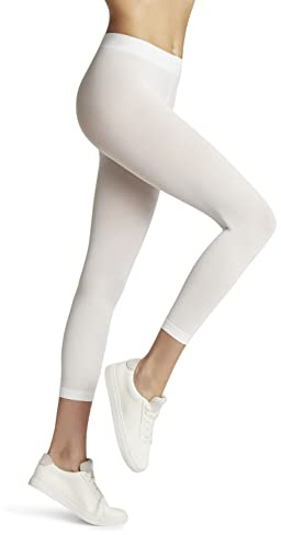 FALKE Pure Matt 50 DEN Capri W LE semi-opaques unis 1 paire, Leggings Femme, Blanc (White 2209) nouveau - écologique, L
