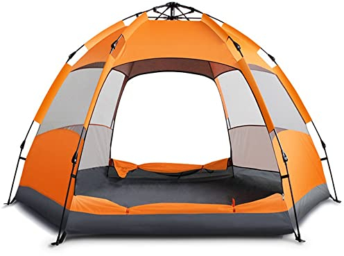 SMSOM 3-4 Person Family Dome Tent, Easy Set Up for Camp Backpacking Hiking Outdoor, Fully Automatic Tent (Color : Orange)