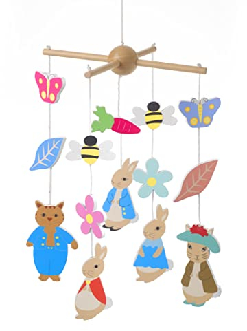 Peter Rabbit Baby Gifts - Wooden Mobile, Beatrix Potter Characters - Peter Rabbit Nursery, First Birthday Gifts for Girls Boys - Official Licensed Peter Rabbit Gifts by Orange Tree Toys, Multicolour