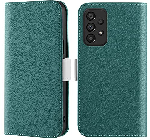 Thoankj Samsung A13 4G/5G Case, PU Leather Wallet Cover, Solid Green, Folio/Flip Case with Stand, Magnetic Card Holder, Shockproof, Compatible with Samsung Galaxy A13