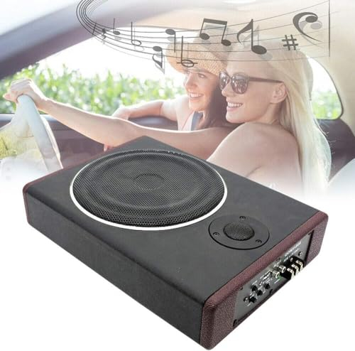 Dekltus Caisson de basses pour voiture 600 W - En acier inoxydable - Ultra fin - Sous siège actif - Caisson de basses amplifié - Slim - Caisson de basses