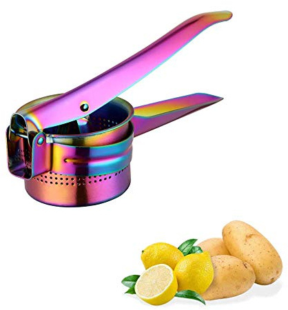 Meisha Potato Ricer – Stainless Steel Manual Masher for Potatoes, Fruits, Vegetables, Yams, Squash, Baby Food and More - Gold/851 (Color : Rainbow)