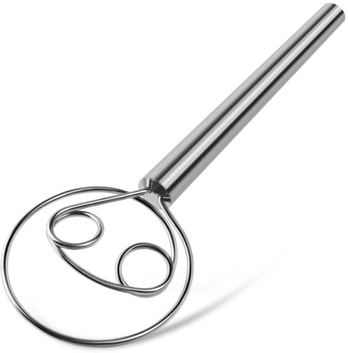 TEEVEA Frusta danese per impasto, gancio in acciaio inox, miscelatore per pane olandese per lievitazione naturale