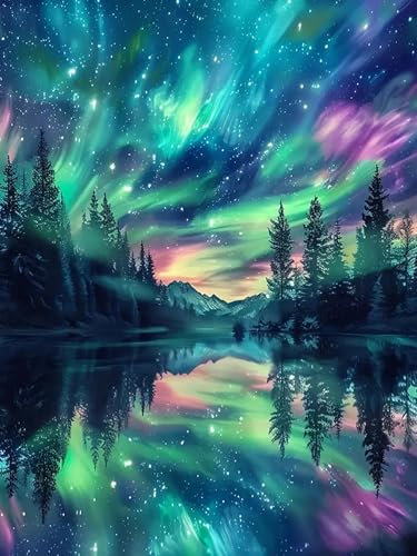 FLAJZ Diamond Painting, Aurora 5D Diamant Painting Bilder, Diamond Painting Set für Erwachsene