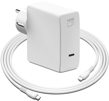 KFD PD 140W 28V 5A USB-C Power Adapter 100W 96W GaN Netzteil Ladekabel Ladegerät für MacBook Air 13 15 M3 2024 Pro 16 14 zoll, Surface Book 3 HP OMEN Transcend 14 Spectre x360 16 Legion Go ROG Ally