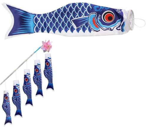 1 pièce de banderole de carpe japonaise, manche à air de carpe bleue, drapeau de voilier, décoration de jardin réaliste, drapeau de poisson, décoration murale colorée, moulin à vent de jardin